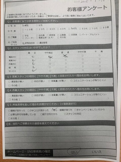 【明石市松の内Ｙ様】不用品回収処分