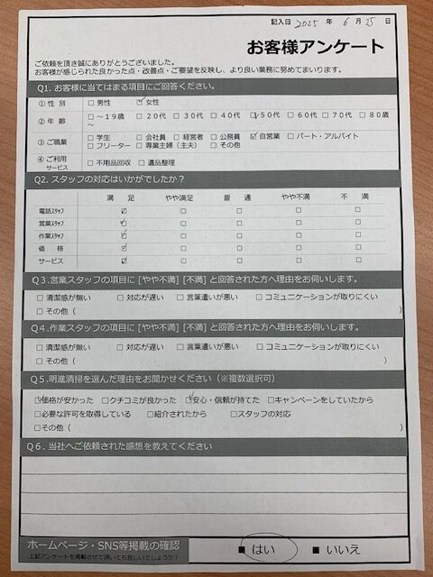 【明石市松の内Ｙ様】遺品整理に伴う不用品回収処分