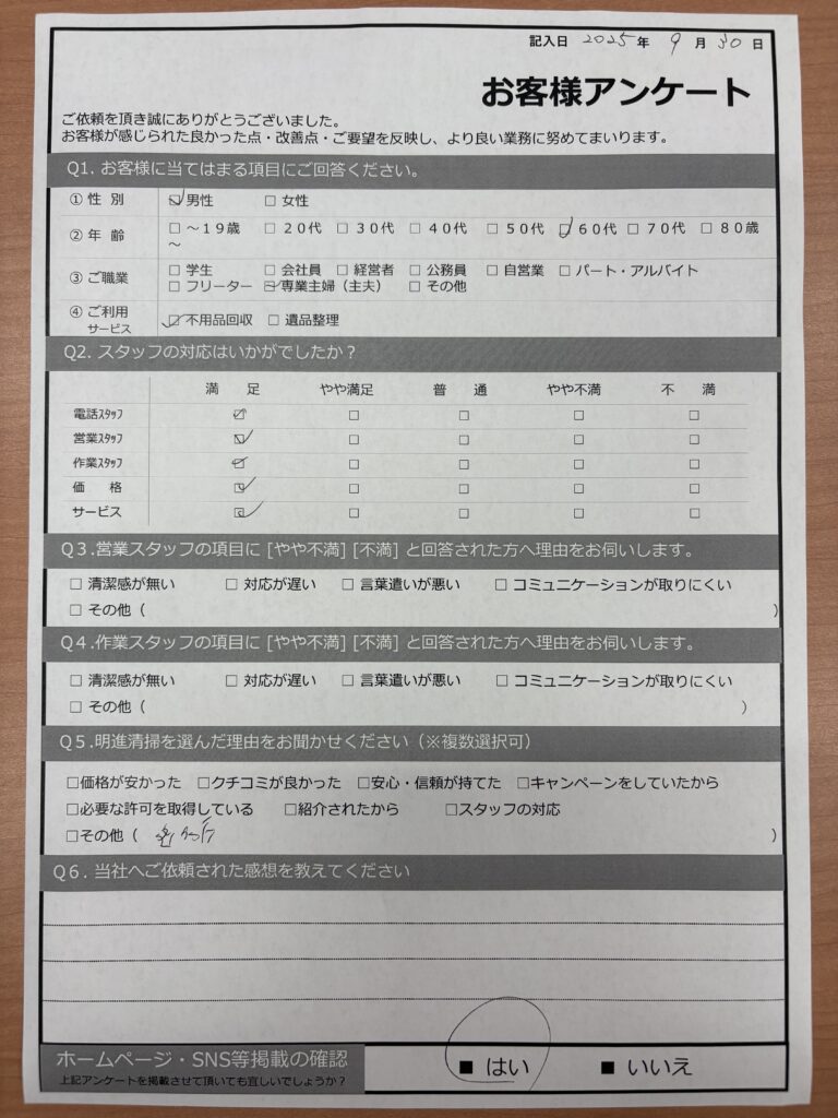 【明石市大久保町Ｍ様】不用品回収処分