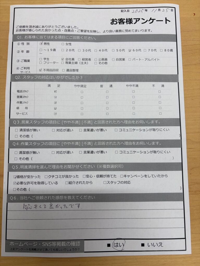 【明石市大久保町Ｆ様】不用品回収処分「対応が早くて良かったです」